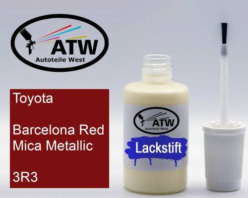 Toyota, Barcelona Red Mica Metallic, 3R3: 20ml Lackstift, von ATW Autoteile West.